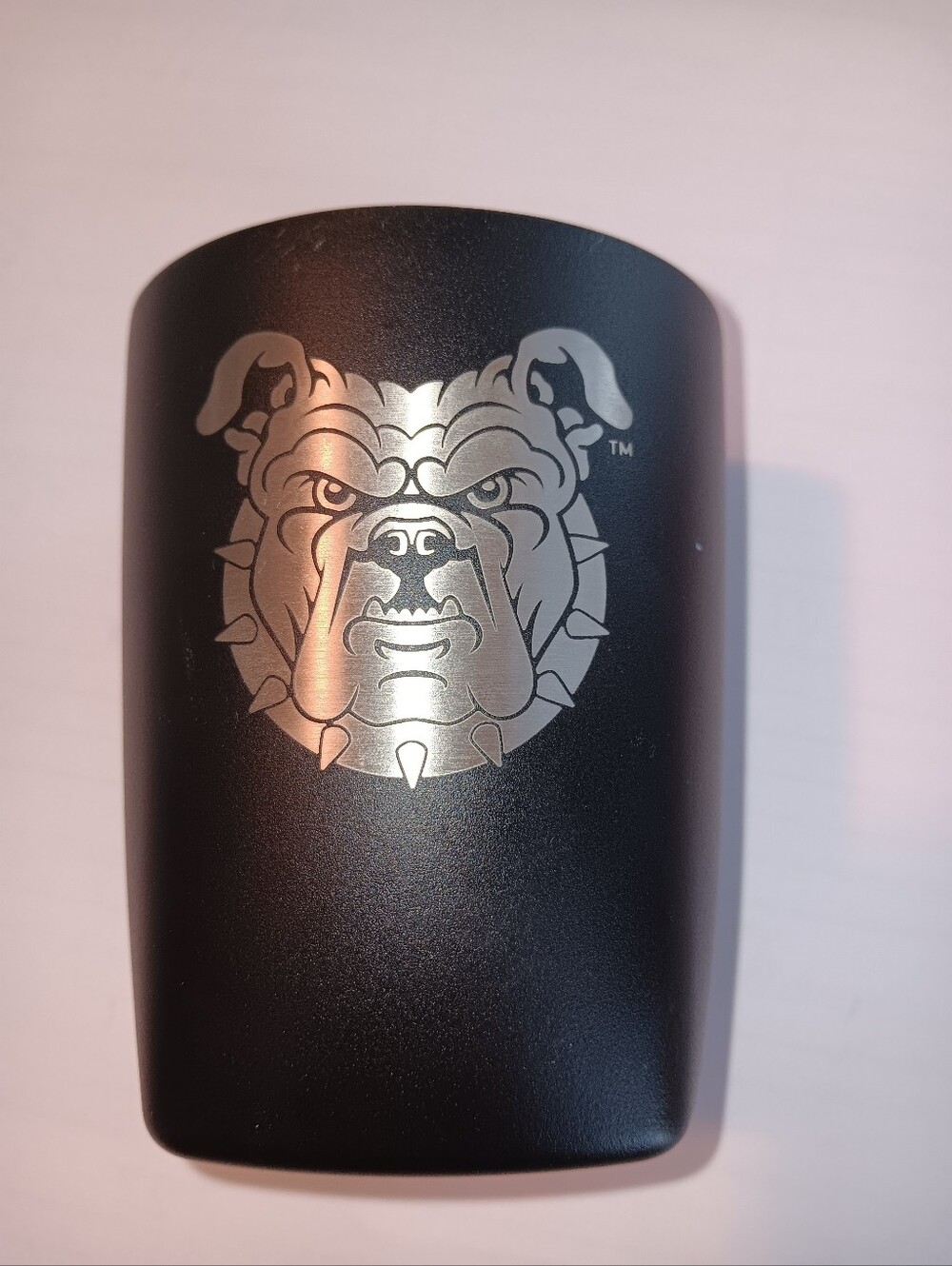 Black Tumbler with Silver Bulldog Logo